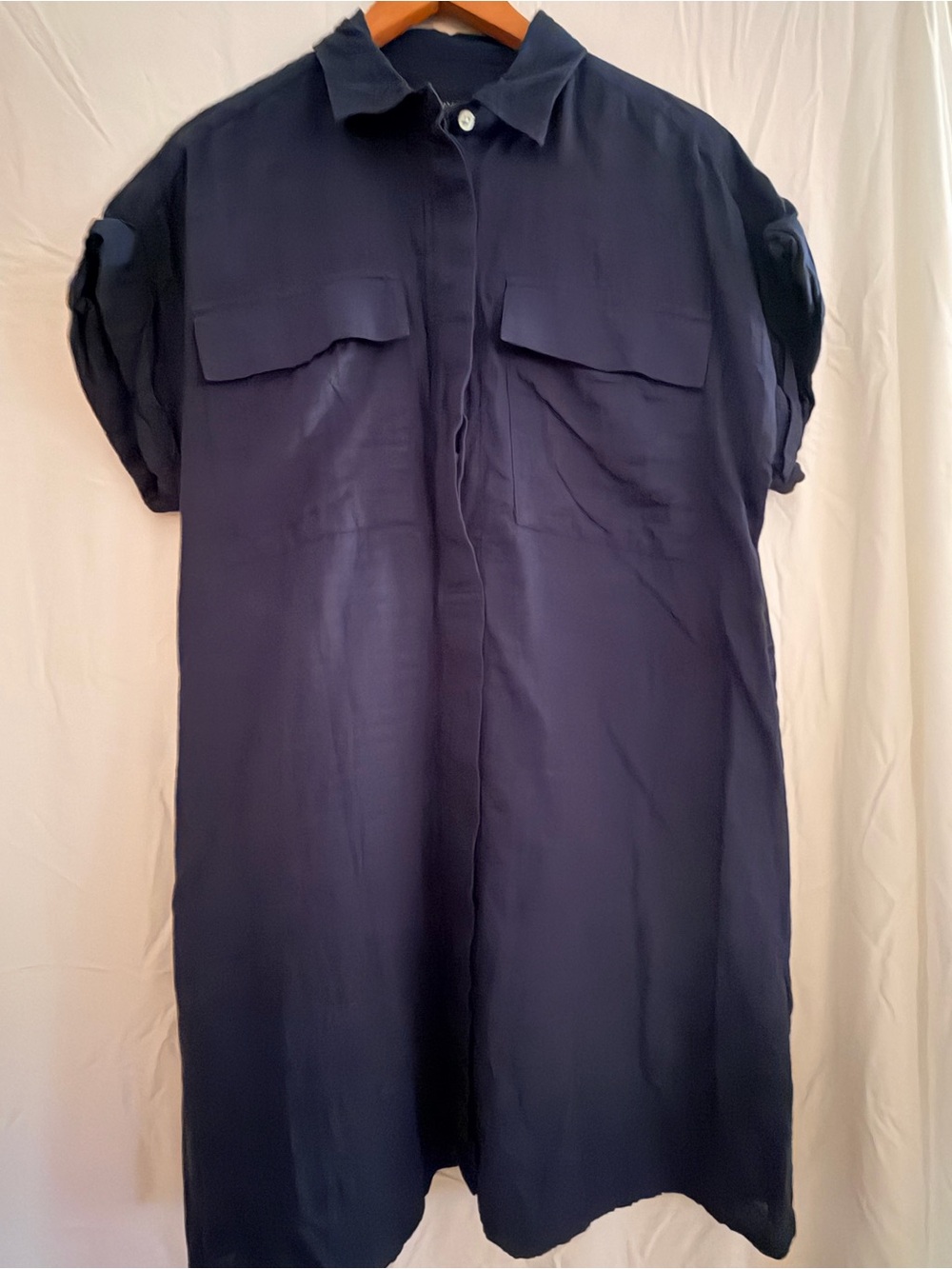 Banana Republic Navy Blue Midi Shirt Dress size M